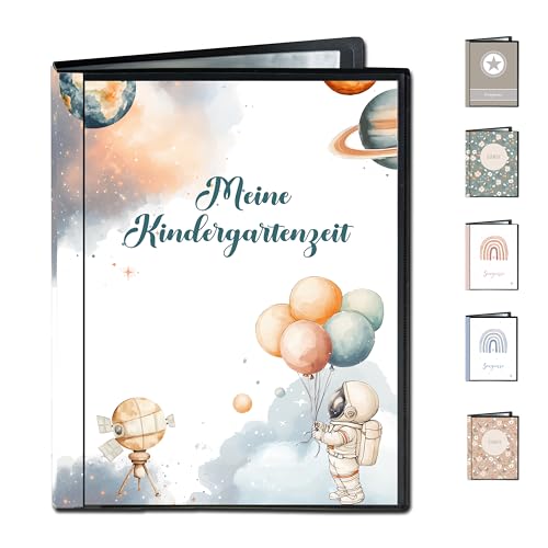 Minilino Kindergartenmappe 20 Premium Klarsichthüllen A4 [SCHUTZ UND AUFBEWAHRUNG VON BILDERN] Dokumentenmappe für die wichtigen Bilder | Ordner für die Erinnerung (Astronaut) von Minilino