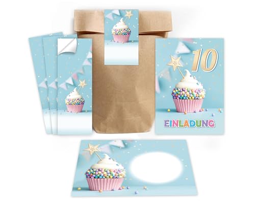 10 Einladungskarten incl. 10 Umschläge zum 10. Kindergeburtstag Mädchen Jungen Muffin Einladungen zehnte Geburtstag Mädchengeburtstag Jungsgeburtstag incl. 10 Umschläge, 10 Tüten/natur, 10 Aufkleber 10 Einladungskarten incl. 10 Umschläge zum 10. Kindergeburtstag Mädchen Jungen Muffin Einladungen zehnte Geburtstag Mädchengeburtstag Jungsgeburtstag incl. 10 Umschläge, 10 Tüten/natur, 10 Aufkleber von Minkocards