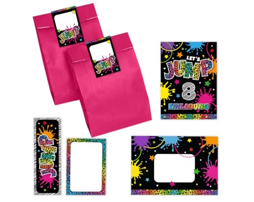 10 Einladungskarten zum 8. Kindergeburtstag Mädchen Jump Trampolin Einladungen achte Geburtstag incl. 10 Umschläge, 10 Partytüten/pink, 10 Aufkleber, 10 Lesezeichen, 10 Mini-Notizblöcke 10 Einladungskarten zum 8. Kindergeburtstag Mädchen Jump Trampolin Einladungen achte Geburtstag incl. 10 Umschläge, 10 Partytüten/pink, 10 Aufkleber, 10 Lesezeichen, 10 Mini-Notizblöcke von Minkocards