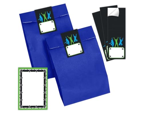 10 Mini-Notizblöcke + 10 Geschenktüten (blau) + 10 Aufkleber Jump Mitgebsel Mädchen Jungen Gastgeschenke für Kindergeburtstag Jungsgeburtstag Mädchengeburtstag von Minkocards