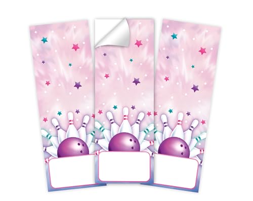 12 Aufkleber Bowling Kegeln Verpackung von Geschenken für Mädchengeburtstag Etiketten für Geschenkverpackung von Minkocards