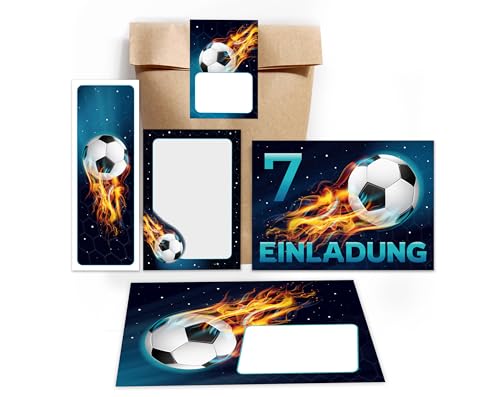 12 Einladungskarten 7. Kindergeburtstag Junge Fussball Einladungen siebte Jungsgeburtstag Fußball incl. 12 Umschläge, 12 Partytüten/natur, 12 Aufkleber, 12 Lesezeichen, 12 Mini-Notizblöcke 12 Einladungskarten 7. Kindergeburtstag Junge Fussball Einladungen siebte Jungsgeburtstag Fußball incl. 12 Umschläge, 12 Partytüten/natur, 12 Aufkleber, 12 Lesezeichen, 12 Mini-Notizblöcke von Minkocards