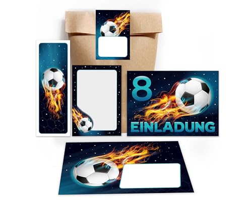 12 Einladungskarten 8. Kindergeburtstag Junge Fussball Einladungen achte Jungsgeburtstag Fußball incl. 12 Umschläge, 12 Partytüten/natur, 12 Aufkleber, 12 Lesezeichen, 12 Mini-Notizblöcke 12 Einladungskarten 8. Kindergeburtstag Junge Fussball Einladungen achte Jungsgeburtstag Fußball incl. 12 Umschläge, 12 Partytüten/natur, 12 Aufkleber, 12 Lesezeichen, 12 Mini-Notizblöcke von Minkocards