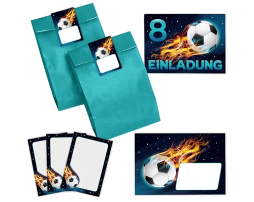 12 Einladungskarten 8. Kindergeburtstag Junge Fussball Einladungen achte Jungsgeburtstag Fußball incl. 12 Umschläge, 12 Partytüten/petrol, 12 Aufkleber, 12 Mini-Notizblöcke 12 Einladungskarten 8. Kindergeburtstag Junge Fussball Einladungen achte Jungsgeburtstag Fußball incl. 12 Umschläge, 12 Partytüten/petrol, 12 Aufkleber, 12 Mini-Notizblöcke von Minkocards
