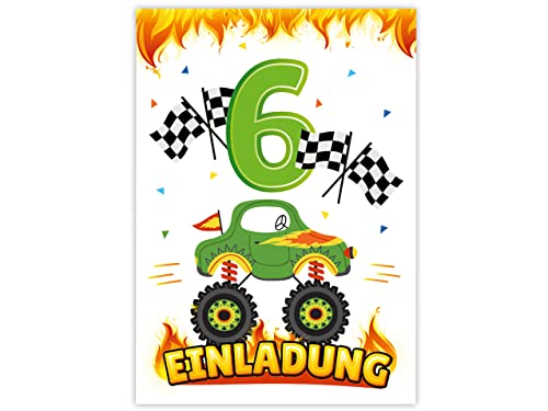12 Einladungskarten zum 6. Kindergeburtstag Jungen Monster-Truck Auto Einladungen zum sechsten Geburtstag Kinder bunte Geburtstagseinladungen 12 Einladungskarten zum 6. Kindergeburtstag Jungen Monster-Truck Auto Einladungen zum sechsten Geburtstag Kinder bunte Geburtstagseinladungen von Minkocards