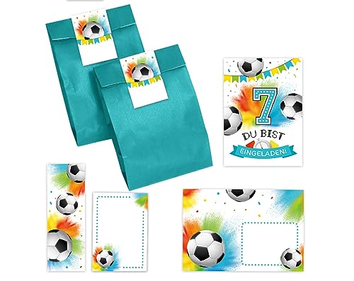 12 Einladungskarten zum 7. Kindergeburtstag Junge Fußball Fussball Einladungen siebte Geburtstag incl. 12 Umschläge, 12 Partytüten/petrol, 12 Aufkleber, 12 Lesezeichen, 12 Mini-Notizblöcke 12 Einladungskarten zum 7. Kindergeburtstag Junge Fußball Fussball Einladungen siebte Geburtstag incl. 12 Umschläge, 12 Partytüten/petrol, 12 Aufkleber, 12 Lesezeichen, 12 Mini-Notizblöcke von Minkocards