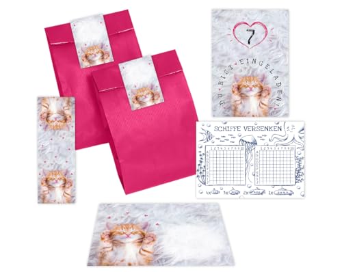 12 Einladungskarten zum 7. Kindergeburtstag Mädchen Katze Einladungen zum siebten Mädchengeburtstag incl. 12 Umschläge, 12 Partytüten/pink, 12 Aufkleber, 12 Lesezeichen, 12 Schiffe versenken 12 Einladungskarten zum 7. Kindergeburtstag Mädchen Katze Einladungen zum siebten Mädchengeburtstag incl. 12 Umschläge, 12 Partytüten/pink, 12 Aufkleber, 12 Lesezeichen, 12 Schiffe versenken von Minkocards