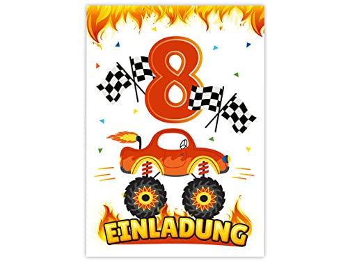 12 Einladungskarten zum 8. Kindergeburtstag Jungen Monster-Truck Auto Einladungen zum achten Geburtstag Kinder bunte Geburtstagseinladungen 12 Einladungskarten zum 8. Kindergeburtstag Jungen Monster-Truck Auto Einladungen zum achten Geburtstag Kinder bunte Geburtstagseinladungen von Minkocards