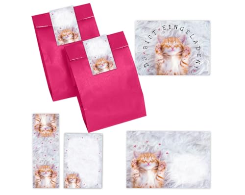 12 Einladungskarten zum Kindergeburtstag Mädchen Katze Einladungen zum Mädchengeburtstag incl. 12 Umschläge, 12 Partytüten/pink, 12 Aufkleber, 12 Lesezeichen, 12 Mini-Notizblöcke 12 Einladungskarten zum Kindergeburtstag Mädchen Katze Einladungen zum Mädchengeburtstag incl. 12 Umschläge, 12 Partytüten/pink, 12 Aufkleber, 12 Lesezeichen, 12 Mini-Notizblöcke von Minkocards