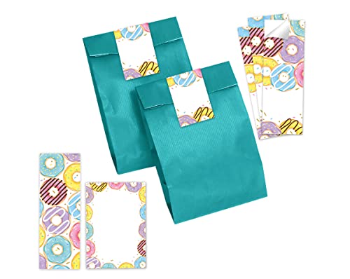 12 Lesezeichen + 12 Notizblöcke + 12 Geschenktüten (petrol) + 12 Aufkleber Donuts Mitgebselset Gastgeschenke für Kindergeburtstag Mädchengeburtstag von Minkocards