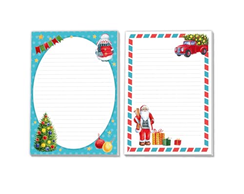 2 Blöcke Weihnachten Schreibblock Kindermotiv Weihnachtsmotiv für Mädchen Jungen Notizblock Briefblock Weihnachtsmann (2 verschiedene Blöcke/Variante 1 mit je 25 Blätter in A5-Format) von Minkocards