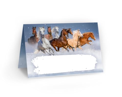 24 Tischkarten für Kindergeburtstag Mädchen Taufe Kinderfest Hochzeit Pferde Kindermotiv (24 Stück) von Minkocards
