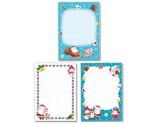 3 Blöcke mit Kindermotiv Weihnachtsmotiv für Mädchen Jungen Weihnachten Notizblock Schreibblock Briefblock Weihnachtsmann (3 verschiedene Blöcke mit je 25 Blätter in A5-Format) von Minkocards