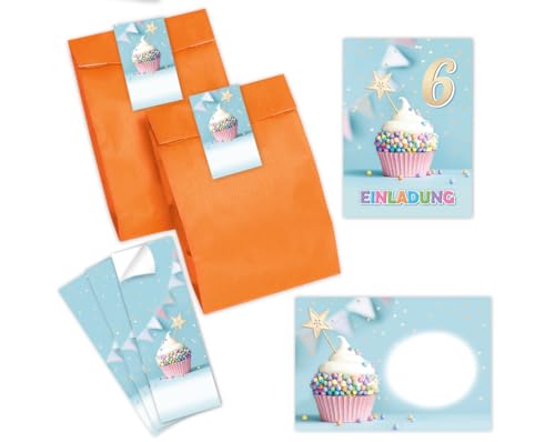 6 Einladungskarten incl. 6 Umschläge zum 6. Kindergeburtstag Mädchen Jungen Muffin Einladungen sechste Geburtstag Mädchengeburtstag Jungsgeburtstag incl. 6 Umschläge, 6 Tüten/orange, 6 Aufkleber 6 Einladungskarten incl. 6 Umschläge zum 6. Kindergeburtstag Mädchen Jungen Muffin Einladungen sechste Geburtstag Mädchengeburtstag Jungsgeburtstag incl. 6 Umschläge, 6 Tüten/orange, 6 Aufkleber von Minkocards