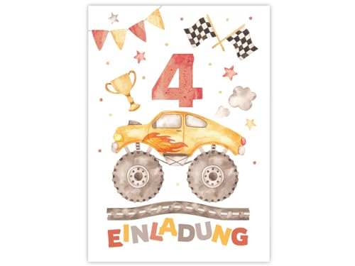6 Einladungskarten zum 4. Kindergeburtstag Jungen Monster-Truck Auto Jungsgeburtstag Einladung zum vierten Geburtstag Kinder 6 Einladungskarten zum 4. Kindergeburtstag Jungen Monster-Truck Auto Jungsgeburtstag Einladung zum vierten Geburtstag Kinder von Minkocards