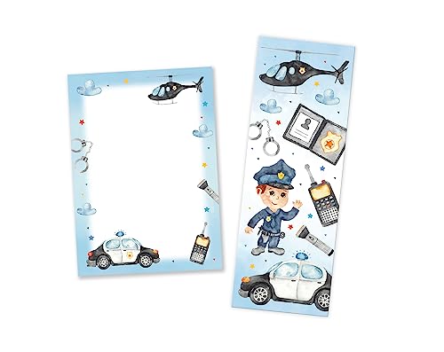 6 Lesezeichen + 6 Mini-Notizblöcke (A7-Format) Polizei Detektiv Mitgebsel für Kindergeburtstag Gastgeschenke für Kinder Jungsgeburtstag von Minkocards