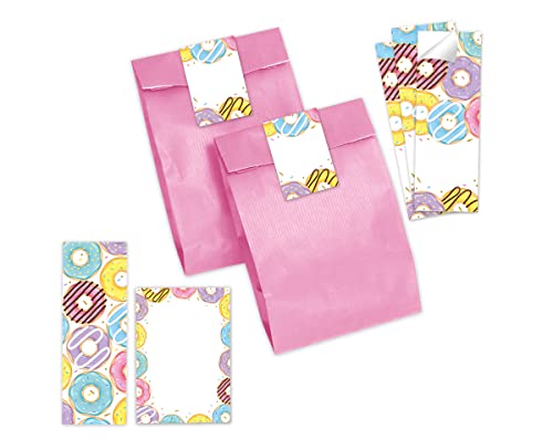 6 Lesezeichen + 6 Notizblöcke + 6 Geschenktüten (rosa) + 6 Aufkleber Donuts Mitgebselset Gastgeschenke für Kindergeburtstag Mädchengeburtstag von Minkocards