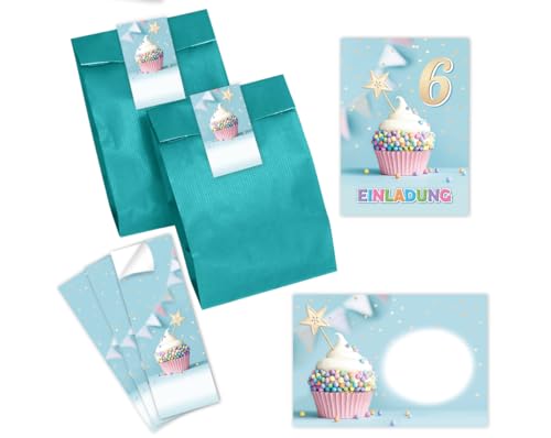 8 Einladungskarten incl. 8 Umschläge zum 6. Kindergeburtstag Mädchen Jungen Muffin Einladungen sechste Geburtstag Mädchengeburtstag Jungsgeburtstag incl. 8 Umschläge, 8 Tüten/petrol, 8 Aufkleber 8 Einladungskarten incl. 8 Umschläge zum 6. Kindergeburtstag Mädchen Jungen Muffin Einladungen sechste Geburtstag Mädchengeburtstag Jungsgeburtstag incl. 8 Umschläge, 8 Tüten/petrol, 8 Aufkleber von Minkocards