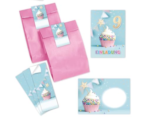 8 Einladungskarten incl. 8 Umschläge zum 9. Kindergeburtstag Mädchen Jungen Muffin Einladungen neunte Geburtstag Mädchengeburtstag Jungsgeburtstag incl. 8 Umschläge, 8 Tüten/rosa, 8 Aufkleber 8 Einladungskarten incl. 8 Umschläge zum 9. Kindergeburtstag Mädchen Jungen Muffin Einladungen neunte Geburtstag Mädchengeburtstag Jungsgeburtstag incl. 8 Umschläge, 8 Tüten/rosa, 8 Aufkleber von Minkocards