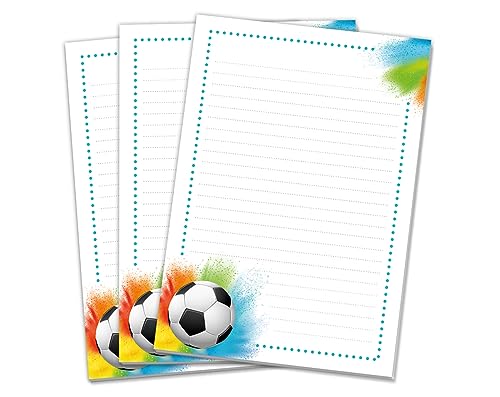 Blöcke Schreibblock mit Kindermotiv Fußball Fussball Notizblöcke mit Linien für Jungen Jungs Briefbögenblock liniert (3 Blöcke mit je 25 Blätter in A5-Format) von Minkocards
