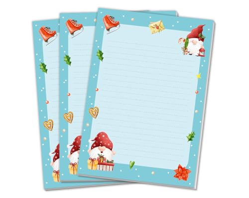 Blöcke Schreibblock mit Weihnachtensmotiv Kindermotiv Tomte Gnome für Mädchen Jungen Weihnachten Schreibblock Briefblock Notizblock (3 gleiche Blöcke mit je 25 Blätter in A5-Format) von Minkocards