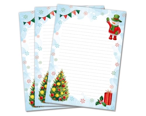 Blöcke Schreibblock mit Weihnachtensmotiv Weihnachten Kindermotiv Weihnachtsmann für Mädchen Jungen Briefblock Notizblock (3 gleiche Blöcke mit je 25 Blätter in A5-Format) von Minkocards