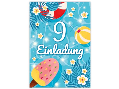 Minkocards 10 Einladungskarten zum 9. Kindergeburtstag Schwimmbad Schwimmen Jungen Mädchen Einladung neunte Geburtstag Minkocards 10 Einladungskarten zum 9. Kindergeburtstag Schwimmbad Schwimmen Jungen Mädchen Einladung neunte Geburtstag von Minkocards