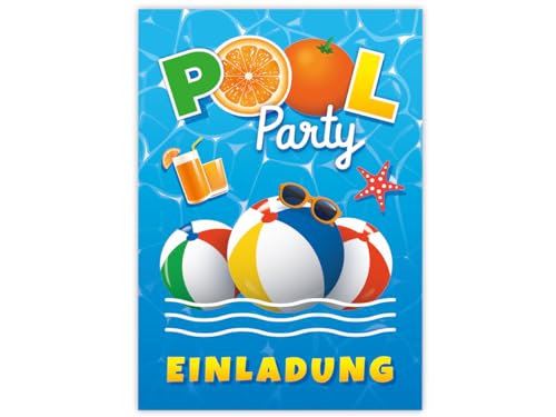 Minkocards 10 Einladungskarten zum Kindergeburtstag Schwimmbad Pool-Party Jungen Mädchen Einladung Mädchengeburtstag Jungsgeburtstag von Minkocards