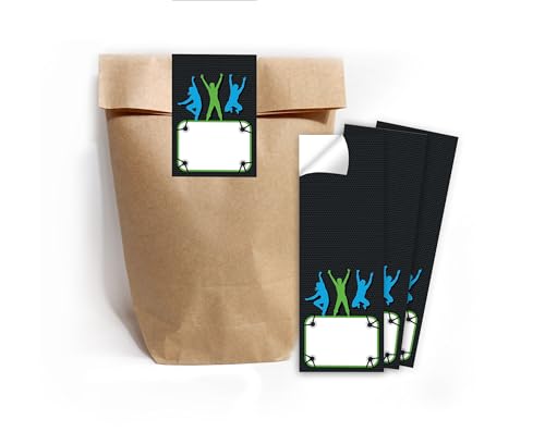 Minkocards 10 Geschenktüten (Natur) + 10 Aufkleber Jump Geschenktüten für Mitgebsel Mädchen Jungen Gastgeschenk einpacken beim Kindergeburtstag von Minkocards