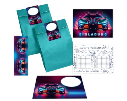 Minkocards 12 Einladungskarten Kindergeburtstag Junge Auto Rennauto Einladungen Jungsgeburtstag Rennwagen incl. 12 Umschläge, 12 Partytüten/petrol, 12 Aufkleber, 12 Lesezeichen, 12 Schiffe versenken Minkocards 12 Einladungskarten Kindergeburtstag Junge Auto Rennauto Einladungen Jungsgeburtstag Rennwagen incl. 12 Umschläge, 12 Partytüten/petrol, 12 Aufkleber, 12 Lesezeichen, 12 Schiffe versenken von Minkocards