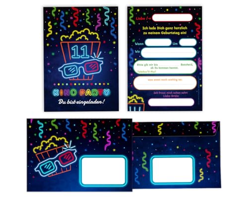 Minkocards 12 Einladungskarten incl. 12 Umschläge zum 11. Kindergeburtstag Kino Mädchen Jungen Einladungen elfte Geburtstag Kinder Einladungsset Minkocards 12 Einladungskarten incl. 12 Umschläge zum 11. Kindergeburtstag Kino Mädchen Jungen Einladungen elfte Geburtstag Kinder Einladungsset von Minkocards
