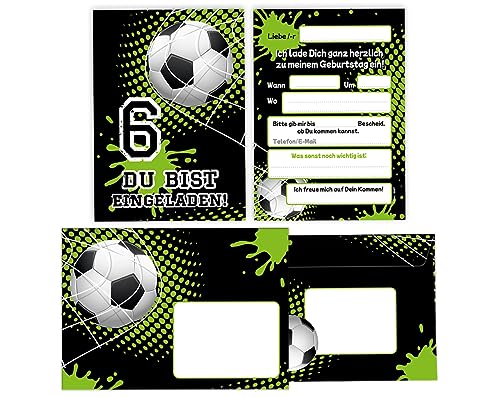 Minkocards 12 Einladungskarten incl. 12 Umschläge zum 6. Kindergeburtstag Junge Fussball Fußball Einladungen zum sechsten Geburtstag Kinder Einladungsset Minkocards 12 Einladungskarten incl. 12 Umschläge zum 6. Kindergeburtstag Junge Fussball Fußball Einladungen zum sechsten Geburtstag Kinder Einladungsset von Minkocards