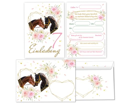 Minkocards 12 Einladungskarten incl. 12 Umschläge zum 7. Kindergeburtstag Mädchen zwei Pferde Einladung siebte Geburtstag Kinder Einladungsset Minkocards 12 Einladungskarten incl. 12 Umschläge zum 7. Kindergeburtstag Mädchen zwei Pferde Einladung siebte Geburtstag Kinder Einladungsset von Minkocards