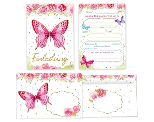Minkocards 12 Einladungskarten incl. 12 Umschläge zum Kindergeburtstag Mädchen Schmetterling coole bunte Einladungen Geburtstag Kinder Mädchengeburtstag Minkocards 12 Einladungskarten incl. 12 Umschläge zum Kindergeburtstag Mädchen Schmetterling coole bunte Einladungen Geburtstag Kinder Mädchengeburtstag von Minkocards