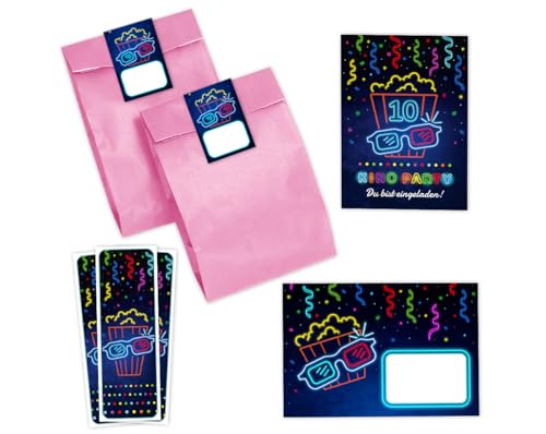 Minkocards 12 Einladungskarten zum 10. Kindergeburtstag Kino Mädchen Einladungen zehnte Geburtstag incl. 12 Umschläge, 12 Partytüten/rosa, 12 Aufkleber, 12 Lesezeichen Einladungsset Minkocards 12 Einladungskarten zum 10. Kindergeburtstag Kino Mädchen Einladungen zehnte Geburtstag incl. 12 Umschläge, 12 Partytüten/rosa, 12 Aufkleber, 12 Lesezeichen Einladungsset von Minkocards
