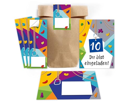 Minkocards 12 Einladungskarten zum 10. Kindergeburtstag Klettern Bouldern Mädchen Jungen Einladungen zehnte Geburtstag incl. 12 Umschläge, 12 Partytüten/natur, 12 Aufkleber Minkocards 12 Einladungskarten zum 10. Kindergeburtstag Klettern Bouldern Mädchen Jungen Einladungen zehnte Geburtstag incl. 12 Umschläge, 12 Partytüten/natur, 12 Aufkleber von Minkocards