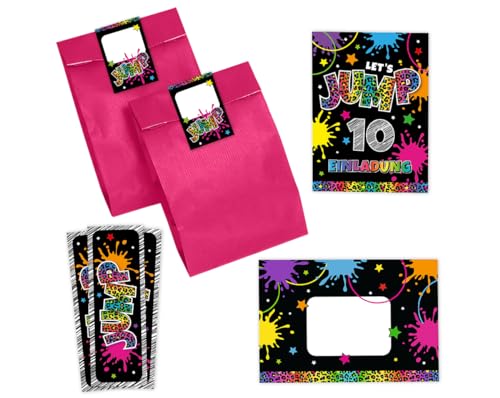 Minkocards 12 Einladungskarten zum 10. Kindergeburtstag Mädchen Jump Trampolin Einladungen zehnte Mädchengeburtstag incl. 12 Umschläge, 12 Partytüten/pink, 12 Aufkleber, 12 Lesezeichen Minkocards 12 Einladungskarten zum 10. Kindergeburtstag Mädchen Jump Trampolin Einladungen zehnte Mädchengeburtstag incl. 12 Umschläge, 12 Partytüten/pink, 12 Aufkleber, 12 Lesezeichen von Minkocards