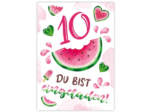 Minkocards 12 Einladungskarten zum 10. Kindergeburtstag Mädchen Wassermelone Einladung zehnte Geburtstag Mädchengeburtstag Geburtstagseinladungen Minkocards 12 Einladungskarten zum 10. Kindergeburtstag Mädchen Wassermelone Einladung zehnte Geburtstag Mädchengeburtstag Geburtstagseinladungen von Minkocards
