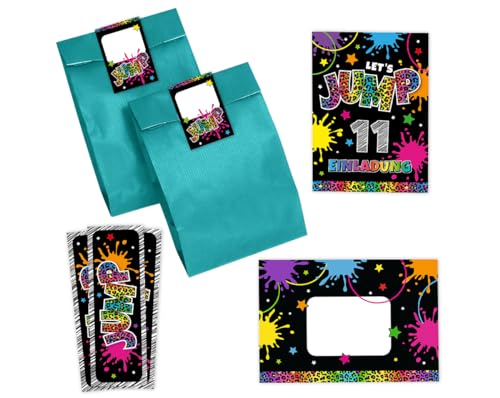 Minkocards 12 Einladungskarten zum 11. Kindergeburtstag Mädchen Jump Trampolin Einladungen elfte Mädchengeburtstag incl. 12 Umschläge, 12 Partytüten/petrol, 12 Aufkleber, 12 Lesezeichen Minkocards 12 Einladungskarten zum 11. Kindergeburtstag Mädchen Jump Trampolin Einladungen elfte Mädchengeburtstag incl. 12 Umschläge, 12 Partytüten/petrol, 12 Aufkleber, 12 Lesezeichen von Minkocards