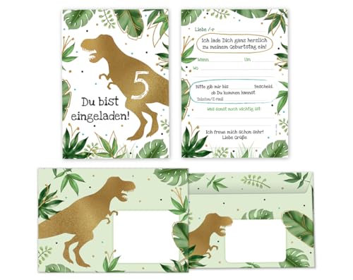 Minkocards 12 Einladungskarten zum 5. Kindergeburtstag Junge Dino Dinosaurier incl. 12 Umschläge Einladungen fünfte Jungsgeburtstag Minkocards 12 Einladungskarten zum 5. Kindergeburtstag Junge Dino Dinosaurier incl. 12 Umschläge Einladungen fünfte Jungsgeburtstag von Minkocards