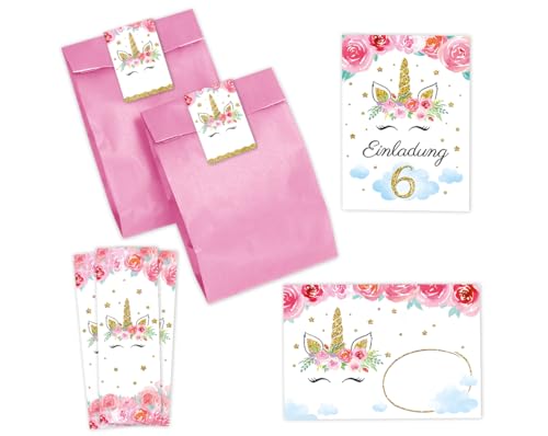 Minkocards 12 Einladungskarten zum 6. Kindergeburtstag Mädchen Einhorn Einladung sechste Mädchengeburtstag incl. 12 Umschläge, 12 Partytüten/rosa, 12 Aufkleber, 12 Lesezeichen Minkocards 12 Einladungskarten zum 6. Kindergeburtstag Mädchen Einhorn Einladung sechste Mädchengeburtstag incl. 12 Umschläge, 12 Partytüten/rosa, 12 Aufkleber, 12 Lesezeichen von Minkocards