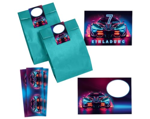 Minkocards 12 Einladungskarten zum 7. Kindergeburtstag Junge Auto Rennauto Einladungen siebte Jungsgeburtstag Rennwagen incl. 12 Umschläge, 12 Partytüten/petrol, 12 Aufkleber, 12 Lesezeichen Minkocards 12 Einladungskarten zum 7. Kindergeburtstag Junge Auto Rennauto Einladungen siebte Jungsgeburtstag Rennwagen incl. 12 Umschläge, 12 Partytüten/petrol, 12 Aufkleber, 12 Lesezeichen von Minkocards
