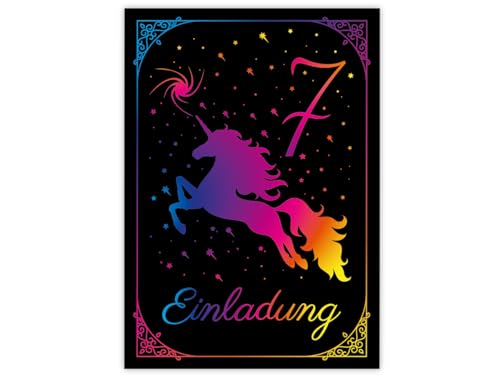Minkocards 12 Einladungskarten zum 7. Kindergeburtstag Mädchen Einhorn Einladung siebte Geburtstag Mädchengeburtstag Geburtstagseinladungen von Minkocards