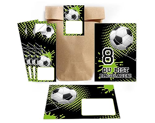 Minkocards 12 Einladungskarten zum 8. Kindergeburtstag Junge Fussball Fußball Einladungen zum achten Geburtstag incl. 12 Umschläge, 12 Partytüten/natur, 12 Aufkleber Minkocards 12 Einladungskarten zum 8. Kindergeburtstag Junge Fussball Fußball Einladungen zum achten Geburtstag incl. 12 Umschläge, 12 Partytüten/natur, 12 Aufkleber von Minkocards