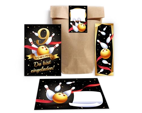 Minkocards 12 Einladungskarten zum 9. Kindergeburtstag Bowling Kegeln Mädchen Jungen Einladungen neunte Geburtstag incl. 12 Umschläge, 12 Partytüten/natur, 12 Aufkleber, 12 Lesezeichen Einladungsset Minkocards 12 Einladungskarten zum 9. Kindergeburtstag Bowling Kegeln Mädchen Jungen Einladungen neunte Geburtstag incl. 12 Umschläge, 12 Partytüten/natur, 12 Aufkleber, 12 Lesezeichen Einladungsset von Minkocards