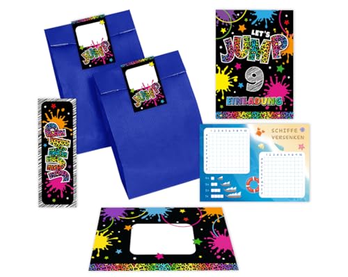 Minkocards 12 Einladungskarten zum 9. Kindergeburtstag Mädchen Jump Trampolin Einladungen neunte Geburtstag incl. 12 Umschläge, 12 Partytüten/blau, 12 Aufkleber, 12 Lesezeichen, 12 Schiffe versenken Minkocards 12 Einladungskarten zum 9. Kindergeburtstag Mädchen Jump Trampolin Einladungen neunte Geburtstag incl. 12 Umschläge, 12 Partytüten/blau, 12 Aufkleber, 12 Lesezeichen, 12 Schiffe versenken von Minkocards