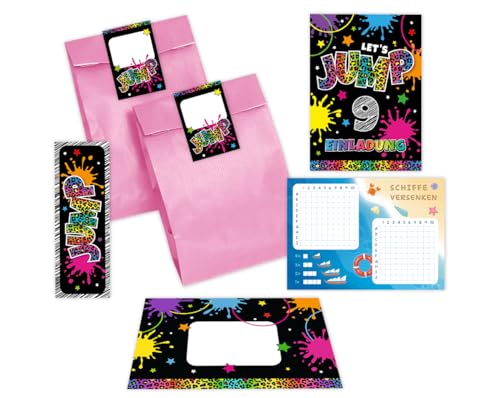 Minkocards 12 Einladungskarten zum 9. Kindergeburtstag Mädchen Jump Trampolin Einladungen neunte Geburtstag incl. 12 Umschläge, 12 Partytüten/rosa, 12 Aufkleber, 12 Lesezeichen, 12 Schiffe versenken Minkocards 12 Einladungskarten zum 9. Kindergeburtstag Mädchen Jump Trampolin Einladungen neunte Geburtstag incl. 12 Umschläge, 12 Partytüten/rosa, 12 Aufkleber, 12 Lesezeichen, 12 Schiffe versenken von Minkocards