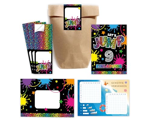 Minkocards 12 Einladungskarten zum 9. Kindergeburtstag Mädchen Jump Trampolin Einladungen neunte Mädchengeburtstag incl. 12 Umschläge, 12 Partytüten/natur, 12 Aufkleber, 12 Schiffe versenken Minkocards 12 Einladungskarten zum 9. Kindergeburtstag Mädchen Jump Trampolin Einladungen neunte Mädchengeburtstag incl. 12 Umschläge, 12 Partytüten/natur, 12 Aufkleber, 12 Schiffe versenken von Minkocards