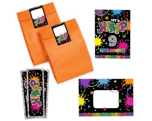 Minkocards 12 Einladungskarten zum 9. Kindergeburtstag Mädchen Jump Trampolin Einladungen neunte Mädchengeburtstag incl. 12 Umschläge, 12 Partytüten/orange, 12 Aufkleber, 12 Lesezeichen Minkocards 12 Einladungskarten zum 9. Kindergeburtstag Mädchen Jump Trampolin Einladungen neunte Mädchengeburtstag incl. 12 Umschläge, 12 Partytüten/orange, 12 Aufkleber, 12 Lesezeichen von Minkocards