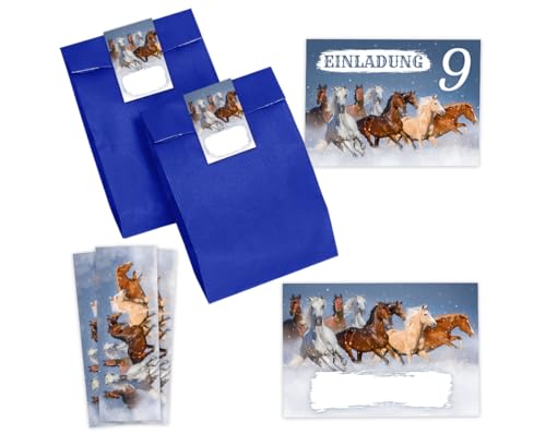 Minkocards 12 Einladungskarten zum 9. Kindergeburtstag Mädchen Pferd Pferde Einladung neunte Geburtstag incl. 12 Umschläge, 12 Partytüten/blau, 12 Aufkleber, 12 Lesezeichen Einladungsset Minkocards 12 Einladungskarten zum 9. Kindergeburtstag Mädchen Pferd Pferde Einladung neunte Geburtstag incl. 12 Umschläge, 12 Partytüten/blau, 12 Aufkleber, 12 Lesezeichen Einladungsset von Minkocards